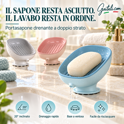 🧼 BLITZAKTION: 50% RABATT! Selbst-Ablaufende Seifenschale Geneigt – 20° Neigung Anti-Stau, Multi-Punkt Saugnapf & Abnehmbare Doppelschicht für immer trockene Seife ✨💧