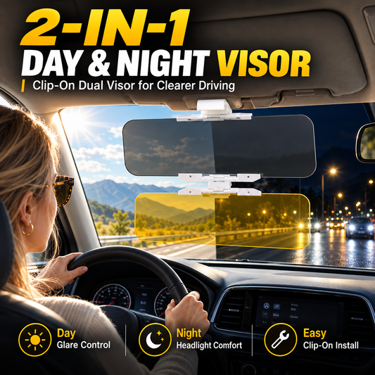 🚗 50 % RABATT! ☀️🌙 2-in-1 Tag- & Nacht-Blendschutz fürs Auto – Universelle HD-Sonnenblende zum Anklemmen, blendfreies Fahren