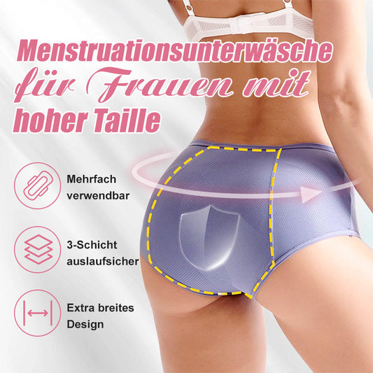 🌸 KAUFE 2, ERHALTE 1 GRATIS! 🩲 Hoch taillierte auslaufsichere Höschen – Atmungsaktiv & weich – Ideal für leichte bis mittlere Tage – sicherer Tragekomfort ohne sichtbare Konturen 🌿