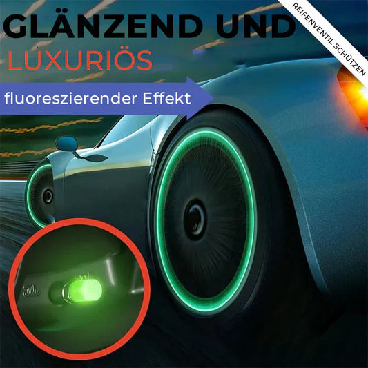⏳Limitiertes 50 % Rabatt⏰Leuchtende Nachtfahrer-Ventilkappen (Reifen-Ventilkappen) – 4 Stück, universell passend, originalgetreue Abdichtung & Diebstahlschutz 🛡️🔒