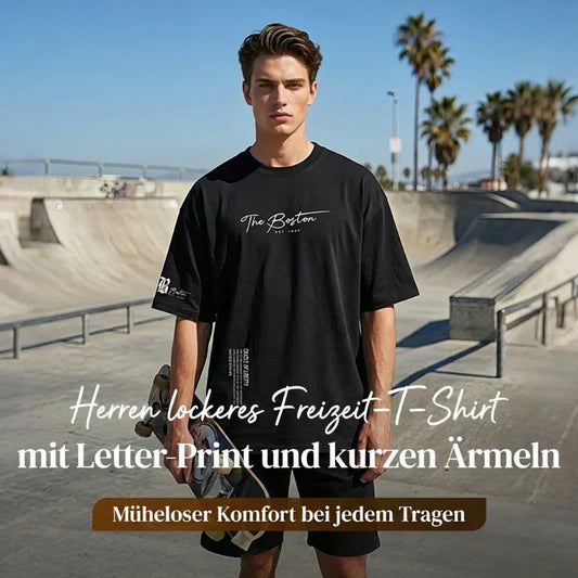 Herren Urban Style Loose Fit T-Shirt – Premium Baumwollmix, Lässiger Oversize-Schnitt & Grafikdruck