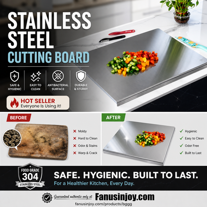 ⏳🔥 NUR FÜR KURZE ZEIT 50 % RABATT! ⏰ Unverzichtbarer Küchenhelfer! 🥩🥦 Schneidebrett aus 304 Edelstahl – hygienisch, langlebig & leicht zu reinigen ✨