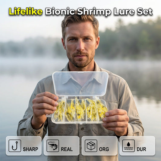 🦐50% RABATT🎣Bionisches Garnelen-Weichköder-Set zum Angeln, lebensechte Bewegung lockt Fische an⚡