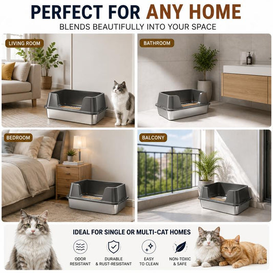 😺 50% RABATT! 💨 Edelstahl-Katzentoilette – Kein Streusand auf dem Boden, kein Geruch – Ideal für Mehrkatzen-Haushalte 🛡️