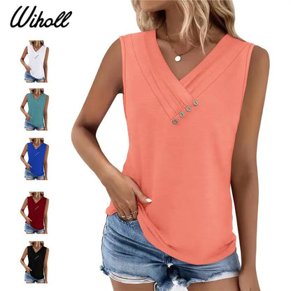 ✨🔥Einfarbiges V-Ausschnitt-Tanktop für Damen – atmungsaktiv & vielseitig