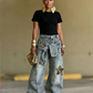 👖 50% RABATT! ⭐ Unisex Baggy-Jeans mit Stern-Patches – Lässiger Oversize-Schnitt, weicher Denim & angesagter 90s-Look ✨