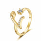Adjustable Rhinestone Initial Ring for Women