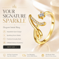 Adjustable Rhinestone Initial Ring for Women