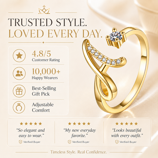💍 ZEITLICH BEGRENZT 50% RABATT! ✨ Verstellbarer Strass-Initialen-Ring für Damen – Persönliches Schmuckstück 💎