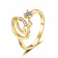 Adjustable Rhinestone Initial Ring for Women