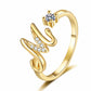 Adjustable Rhinestone Initial Ring for Women