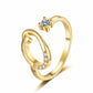 Adjustable Rhinestone Initial Ring for Women