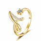 Adjustable Rhinestone Initial Ring for Women