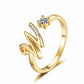 Adjustable Rhinestone Initial Ring for Women