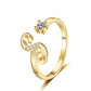Adjustable Rhinestone Initial Ring for Women