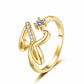 Adjustable Rhinestone Initial Ring for Women