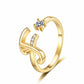 Adjustable Rhinestone Initial Ring for Women