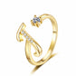 Adjustable Rhinestone Initial Ring for Women