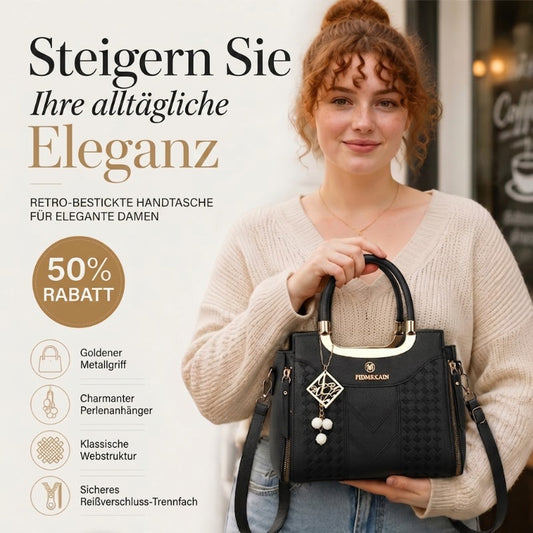 👜 NUR FÜR KURZE ZEIT: 50 % RABATT! ✨ Damen-Handtasche mit V-Naht – goldene Beschläge, mehrere Fächer, Tragegriff 🌸