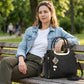 👜 NUR FÜR KURZE ZEIT: 50 % RABATT! ✨ Damen-Handtasche mit V-Naht – goldene Beschläge, mehrere Fächer, Tragegriff 🌸