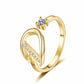 Adjustable Rhinestone Initial Ring for Women