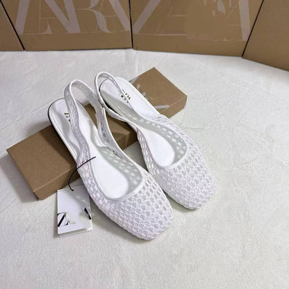 👡 50% RABATT! 🌸 Damen Gewebte Slingback-Sandalen –  Schickes Webmuster, eleganter Slingback, bequeme flache Sohle – perfekt für Arbeit & Wochenende. 🔥✨