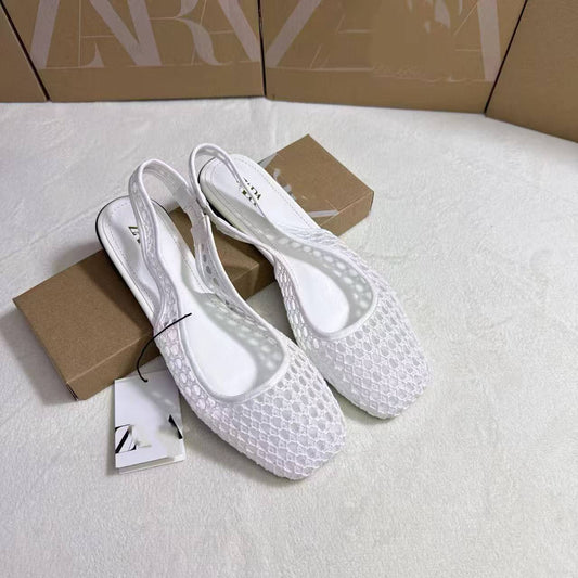 👡 50% RABATT! 🌸 Damen Gewebte Slingback-Sandalen –  Schickes Webmuster, eleganter Slingback, bequeme flache Sohle – perfekt für Arbeit & Wochenende. 🔥✨