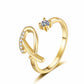 Adjustable Rhinestone Initial Ring for Women