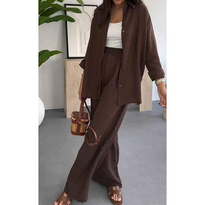✨ 50% RABATT 🔥 Zweiteiliges Set in Uni-Farbe – Lockeres Oberteil & Weite Hose 👗 Eleganz trifft Komfort für den Alltag 🌿