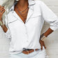 👚🤍 Einfarbiges Damen-Hemd mit Revers, langen Ärmeln & Button-Down-Kragen