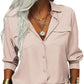 👚🤍 Einfarbiges Damen-Hemd mit Revers, langen Ärmeln & Button-Down-Kragen