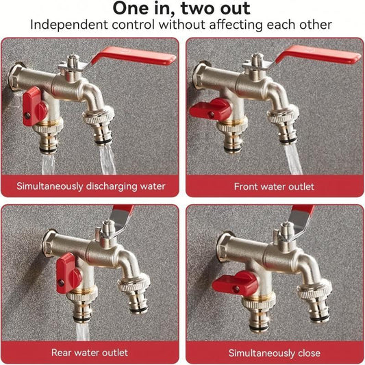 🔥 BLITZANGEBOT: 50% RABATT! ⚙️ Universeller Gartenwasserhahn aus Edelstahl mit zwei Ausläufen – separate Ventile, besonders robust und einfach zu installieren 🚰