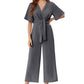 👗✨ Eleganter V-Ausschnitt Jumpsuit mit breiter Taille & Bindeband – perfekt für Hochzeit, Sommerparty & Büro 🎀💃 – figurschmeichelnd, vielseitig & bequem – jetzt shoppen!