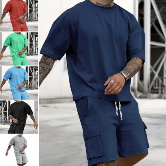 👕 60% RABATT! 🔥 Set aus Freizeit-T-Shirt mit Kurzen Ärmeln & Shorts für Herren – Bequemer Schnitt, Leichter Stoff & Perfekt Für Warme Tage ☀️