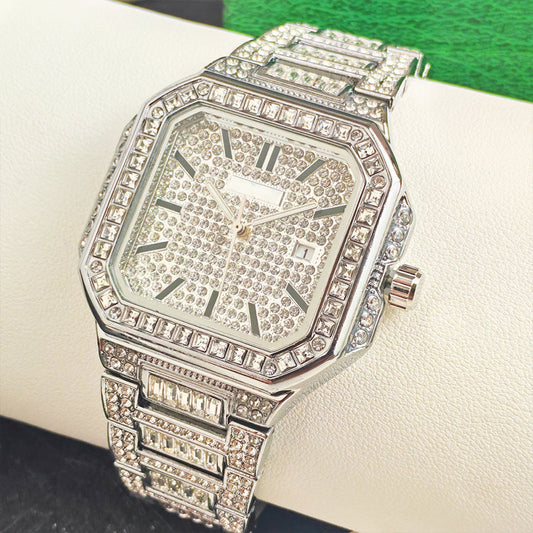 ⏳Zeitlich begrenztes Sonderangebot⏰Luxuriöse quadratische Strass-Uhr – umwerfender Glanz, kratzfest und sicherer Verschluss! ✨⌚
