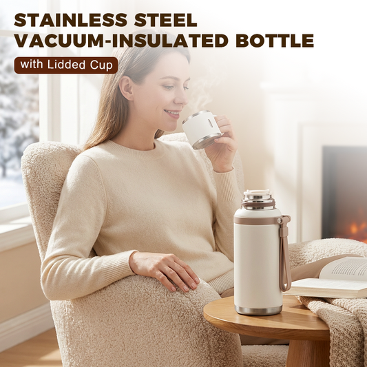 🏆Blitzverkauf 50% Rabatt⚡5K+ Verkauft! 💥Edelstahl-Vakuum-Isolierflasche mit Becherdeckel