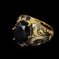 💥Kaufe 1, bekomme 1 gratis💕Vintage-gravierter schwarzer Ring mit simuliertem Edelstein