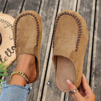 🎉 Neujahrsgeschenk – 50% RABATT!👡 Damen-Breite Mules-Hausschuhe: Slip-On + Stützende Sohle – retro & bequem für Frühling/Herbst