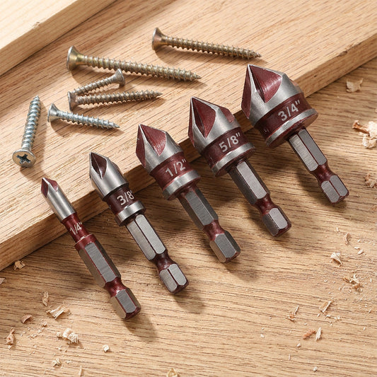 🛠️Jetzt 50 % Rabatt! 🔩 Senkbohrer-Set für Holzbearbeitung (5-teilig/3-teilig) – Saubere, bündige Löcher, langlebig und zeitsparend ⚙️