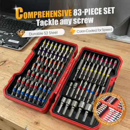 🔧 50 % RABATT! ⚙️ 83-tlg. Schraubendreher-Bit-Set, aus S2-Stahl, extrem langlebig ✨