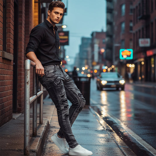 ✨🔥Herren Slim-Fit Destroyed Jeans👖