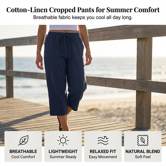 🔥Solange der Vorrat reicht 50 % Rabatt!🎉Baumwoll-Leinen-7/8-Hose für Damen – luftig & vielseitig👖☀️