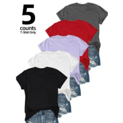 👕⏰ 50% RABATT! 5er-Pack Unifarbene Basic T-Shirts aus Baumwolle – Vielseitige Klassiker für deinen Kleiderschrank 🧳