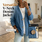 💥🧥 DONNERWETTER-ANGEBOT! 50% RABATT – 3 TAGE. Klassische Damen-Jeansjacke: V-Ausschnitt, Knopfleiste, lockerer Casual-Schnitt. Perfekt für jeden Look. Sofort sichern! 🌸✨