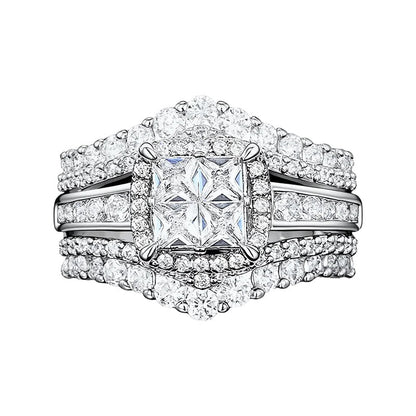 💍 50% RABATT! 💥 Damen Prinzessschliff Zirkonia Ring – Pavé-Fassung & mehrlagiges Band – Funkelndes Design, perfekt für Verlobung oder besondere Anlässe – zeitlose Eleganz ✨
