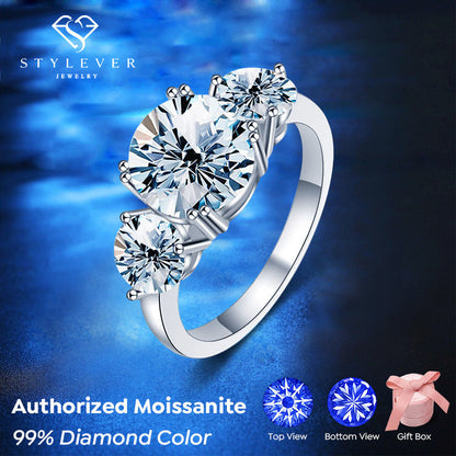 💍 Damenring mit Moissanit & Drei-Steine-Design – Elegant und Zeitlos