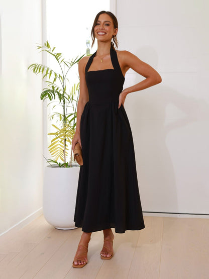 🎉Heißer Verkauf💃 Damenkleider mit eckigem Ausschnitt, taillierter Silhouette, hängendem Ausschnitt und rückenfreiem Design