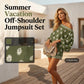 ☀️ LIMITIERTE ZEIT: 50% RABATT! ✨ Bohème-Off-Shoulder-Jumpsuit – Vintage-Print, Elastisch, Sommertraum 🌴
