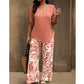 💥 HALBPREIS DEAL 👗 Damen Zweiteiler – elegante V-Neck Bluse + weite Print-Hose 🔥 Perfekt für Sommer & Alltag ☀️