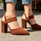 Pumps mit spitzer Zehenpartie, Blockabsatz und Fersenriemen